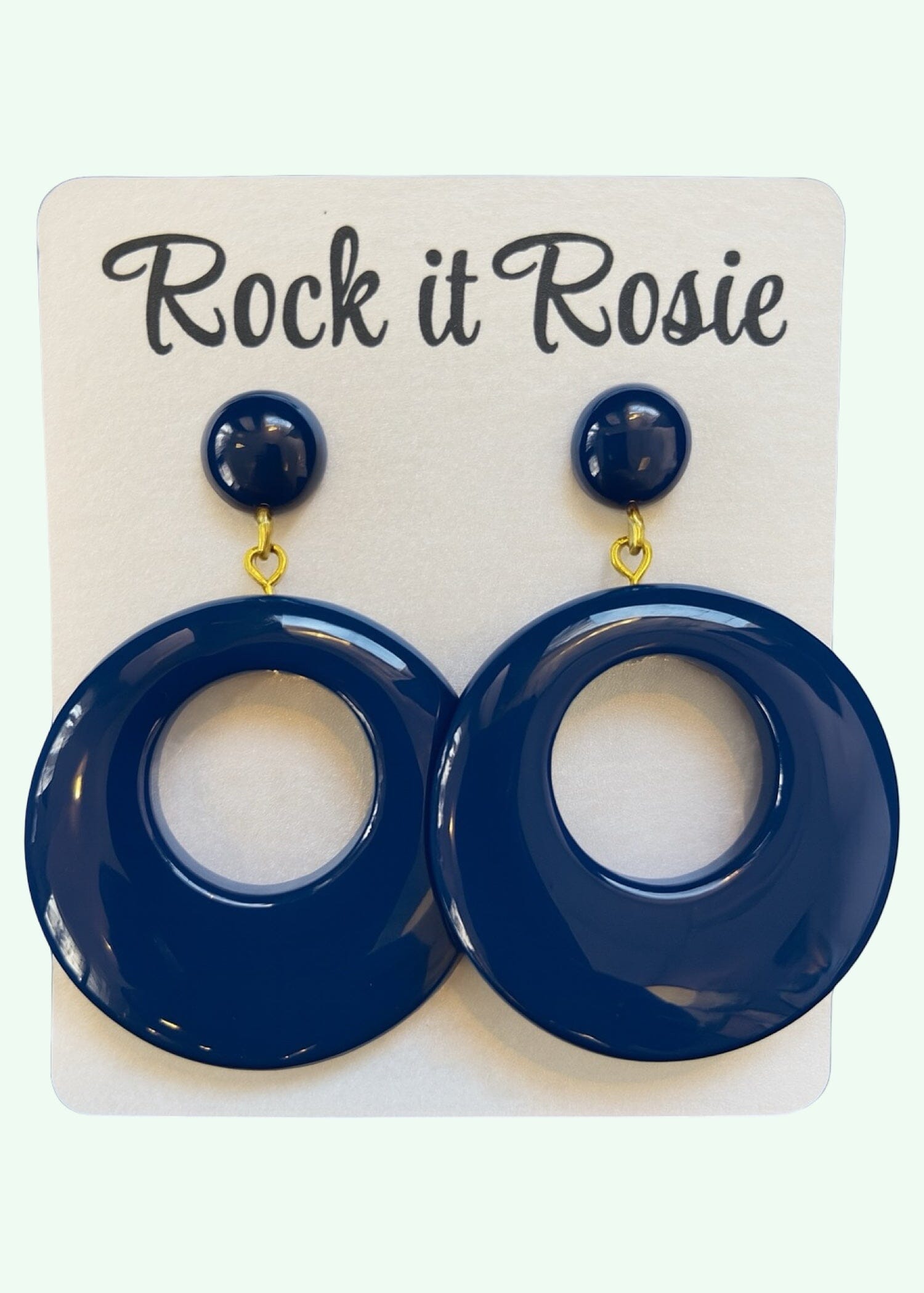Hoop øreringe i 1950'er vintage stil, Navy blå Accessories Rock It Rosie