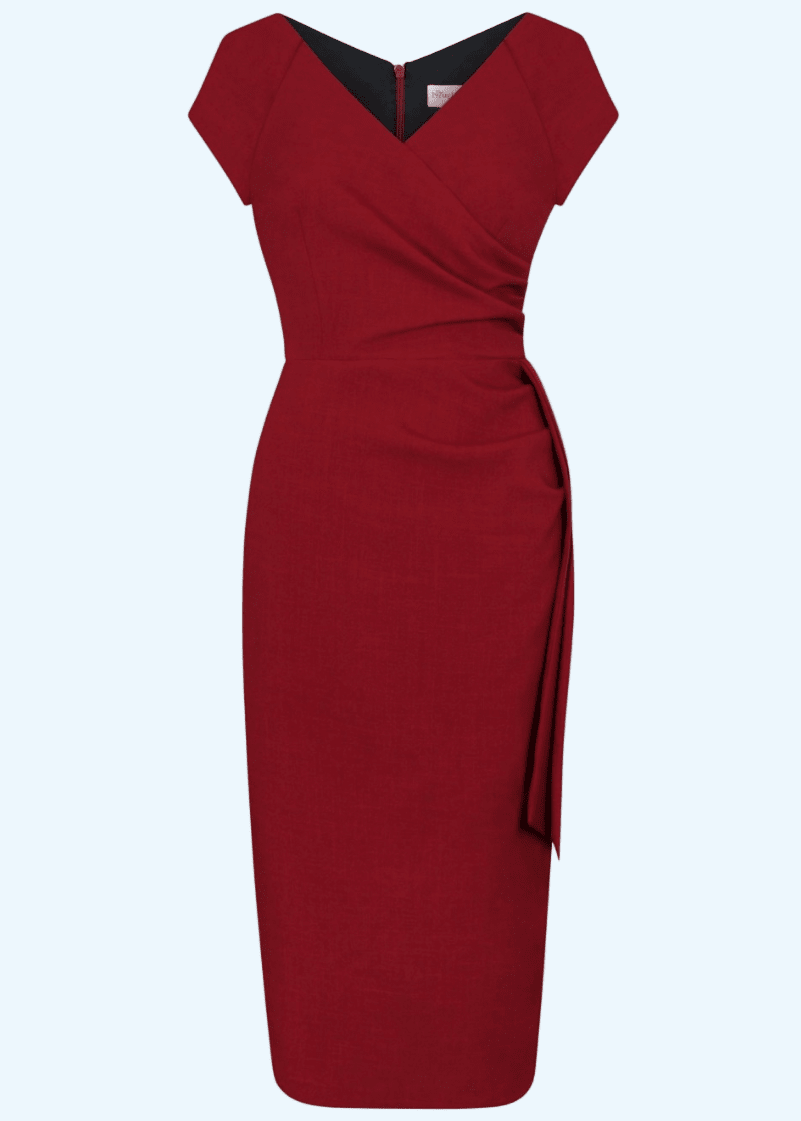 Hourglass pencilkjole i bordeaux pencil kjole Pretty Dress Company