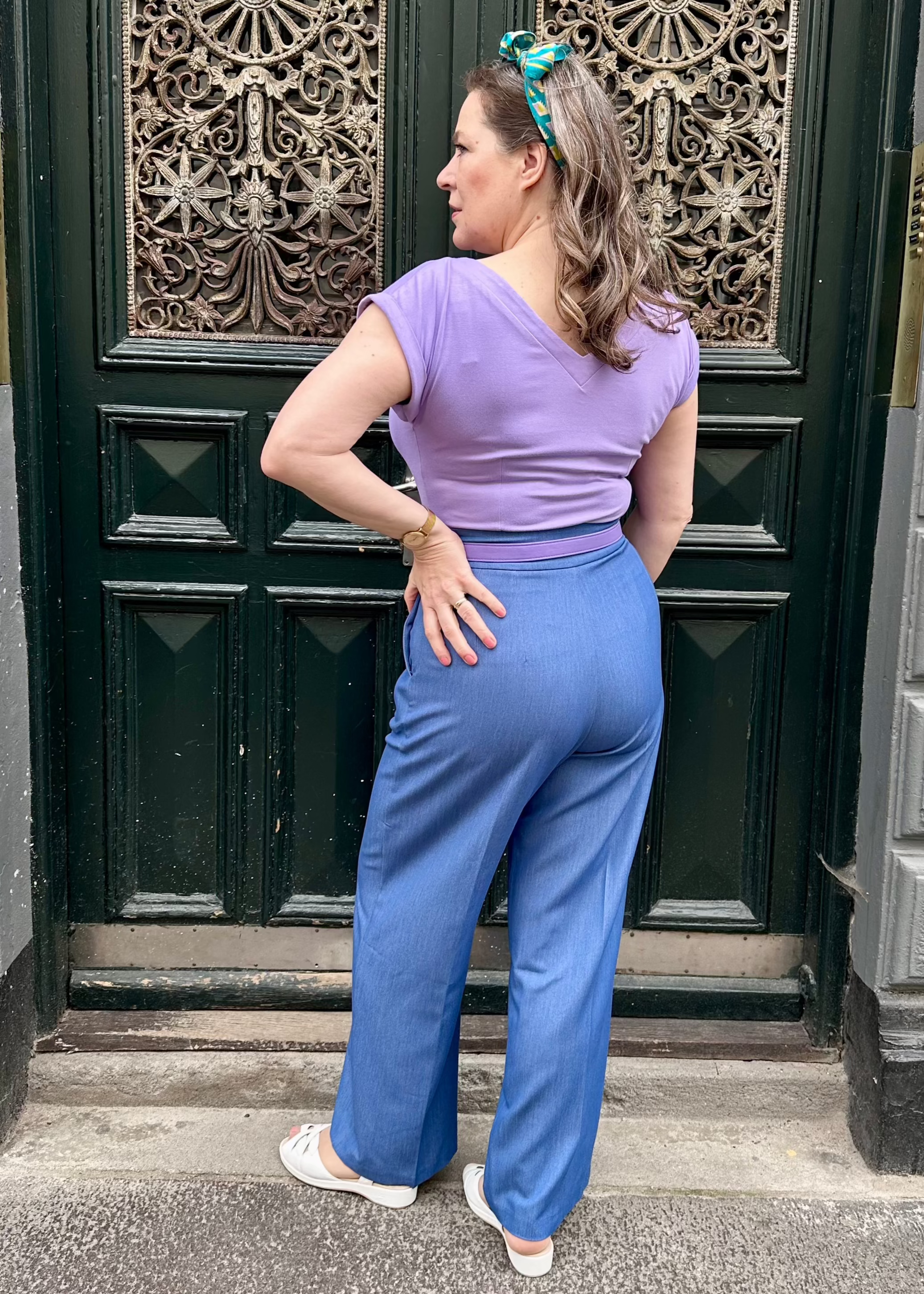 Kortærmet vendbar boatneck top i lavendel jersey top Daisy Dapper