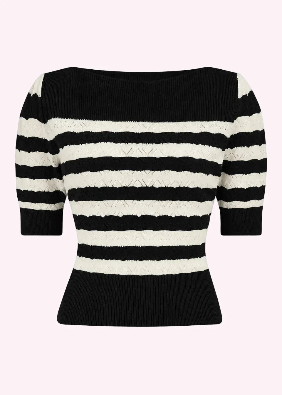 Lana strikbluse - Black/ ivory top Weekend Doll