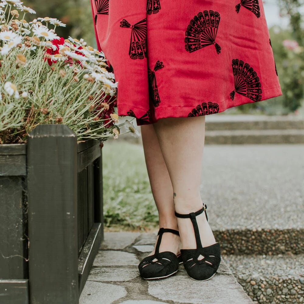 London T-rem sko i sort ruskind sko Charlie Stone