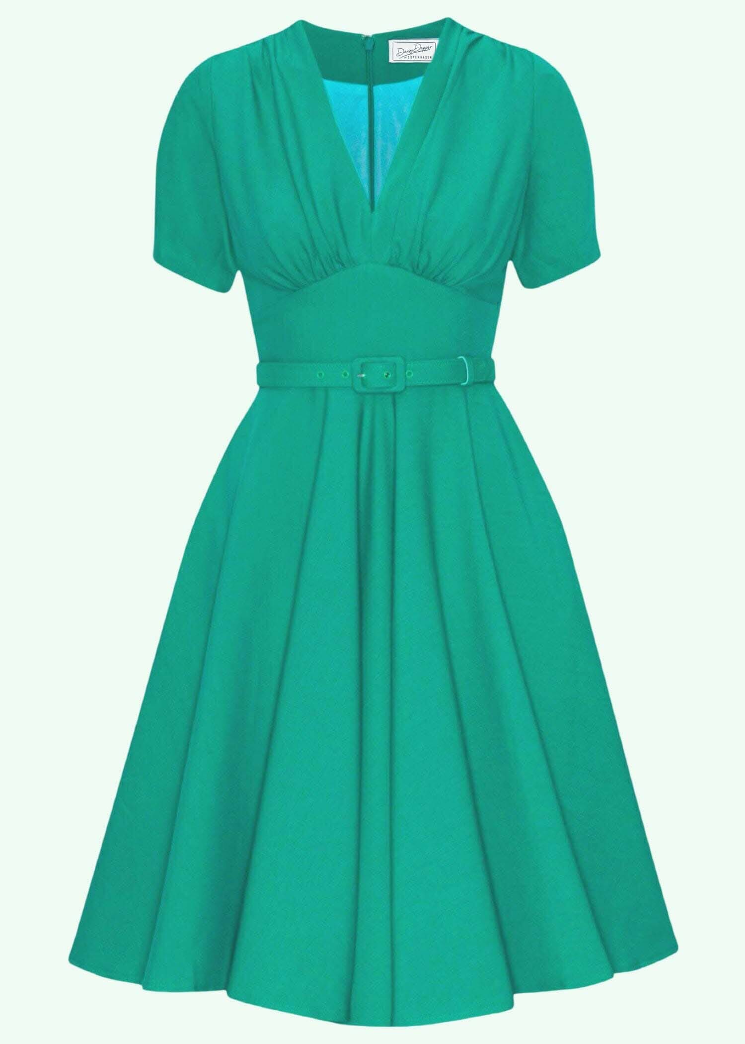Marilyn swingkjole med korte ærmer i aqua grøn swing kjole Daisy Dapper