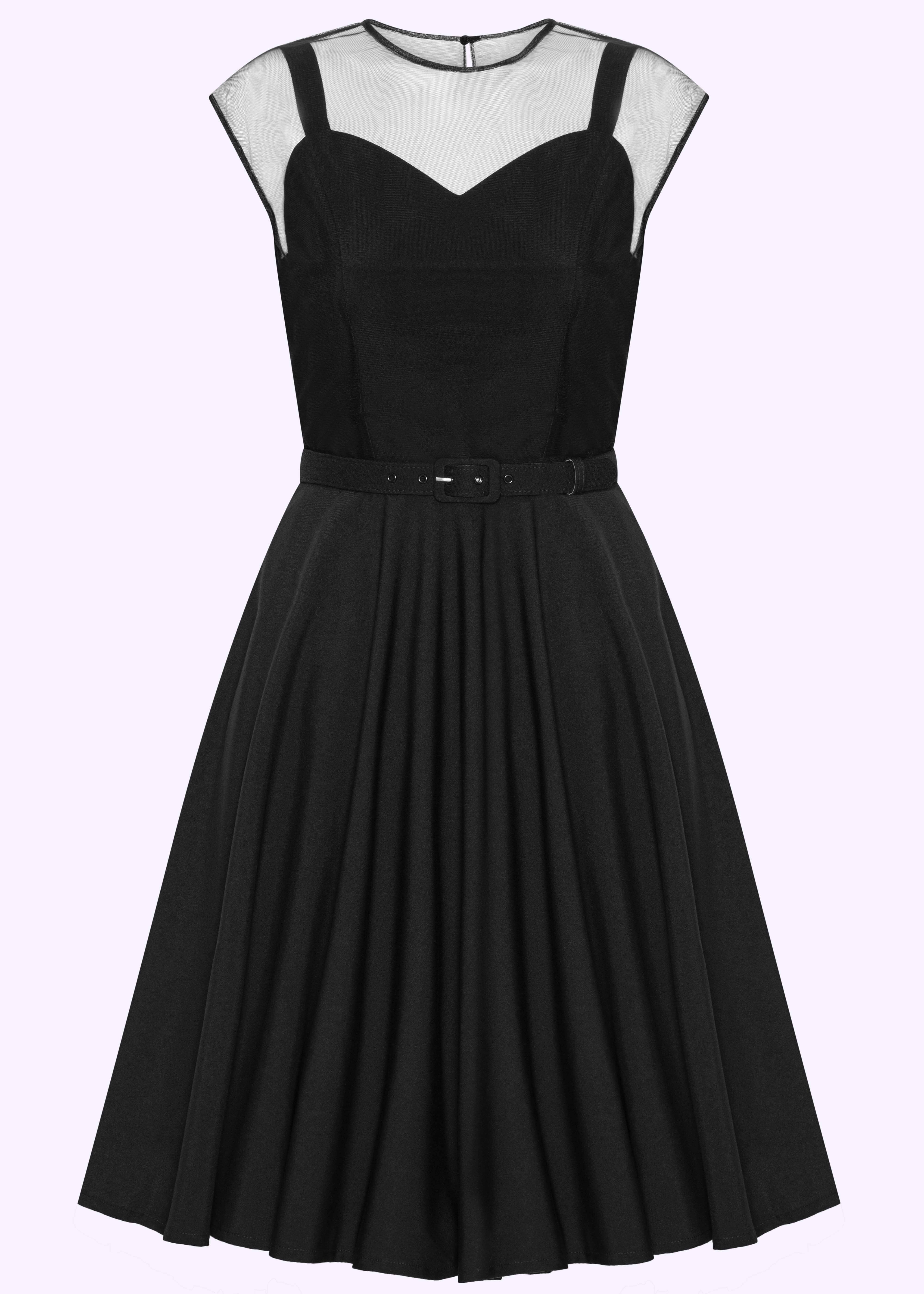 Matilda swing kjole i sort med chiffon detalje Kjoler Daisy Dapper