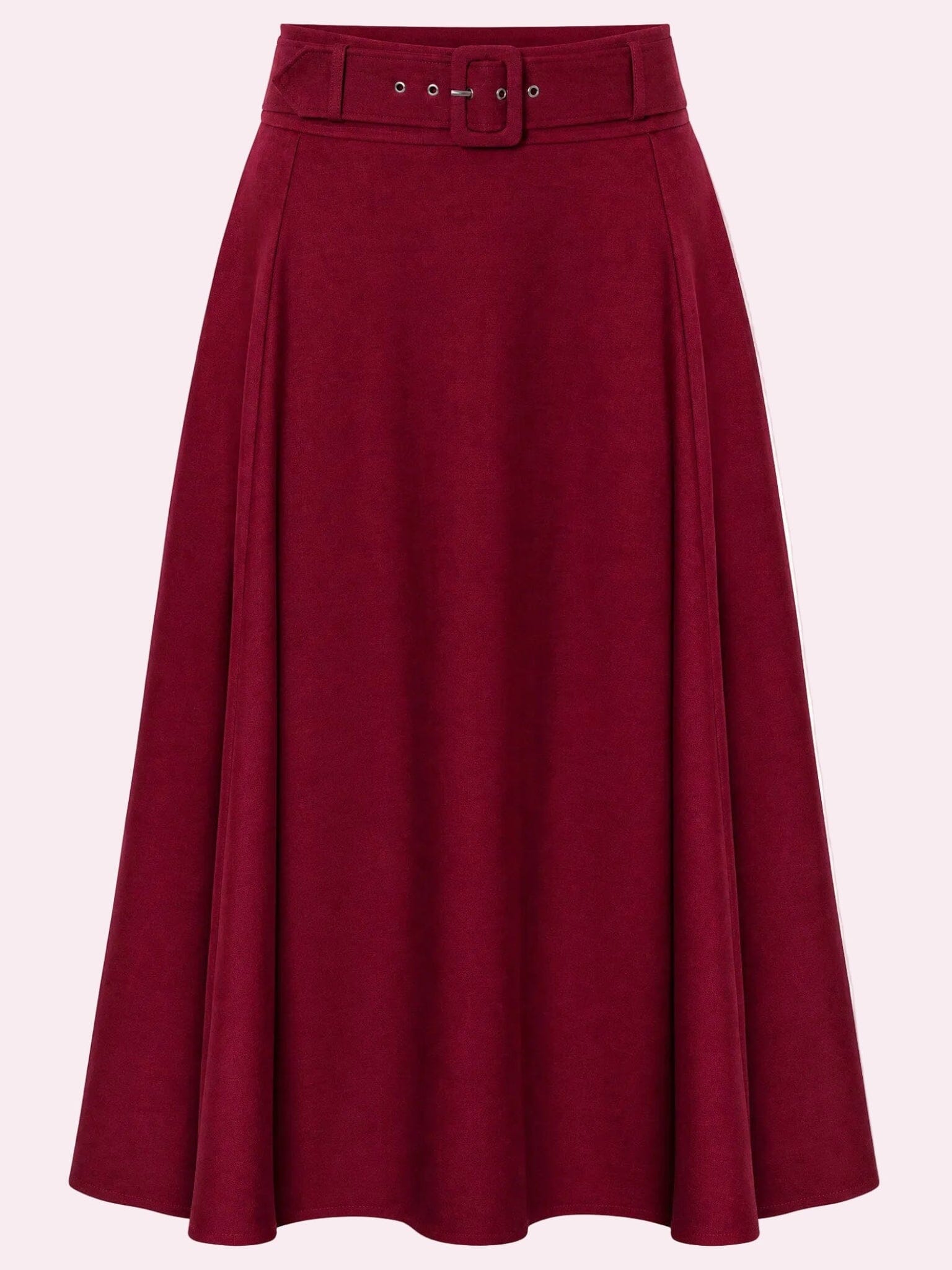 Midi skirt med bælte - berry linen look midi nederdel Daisy Dapper