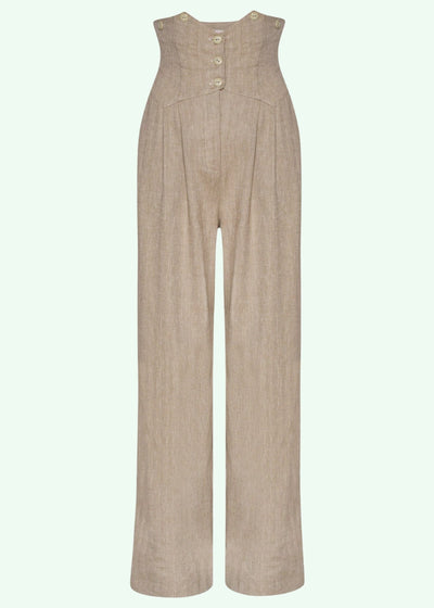 Miss Fancy Pants slacks i beige herringbone tøj Emmy Design 
