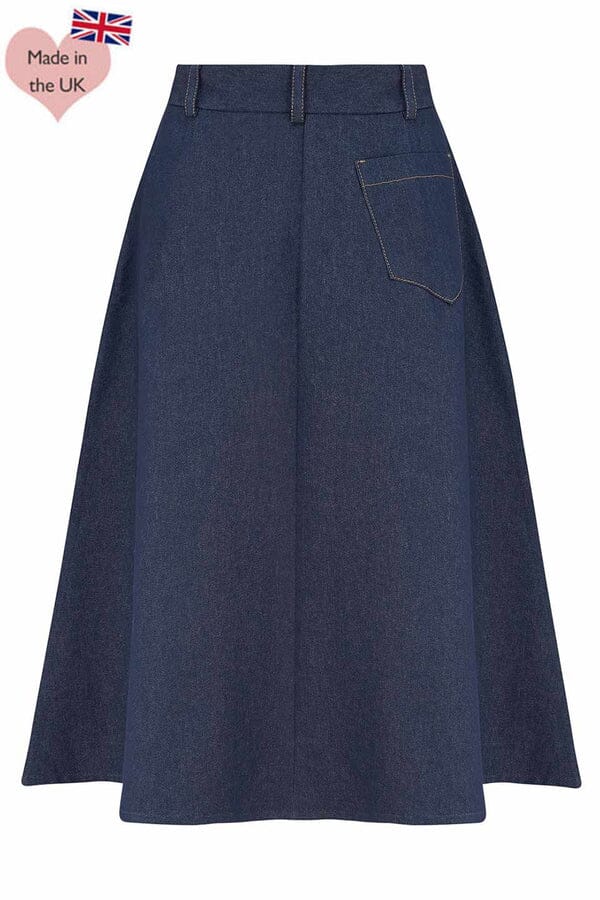 Monroe A-line nederdel i indigo blå denim aline nederdel Weekend Doll