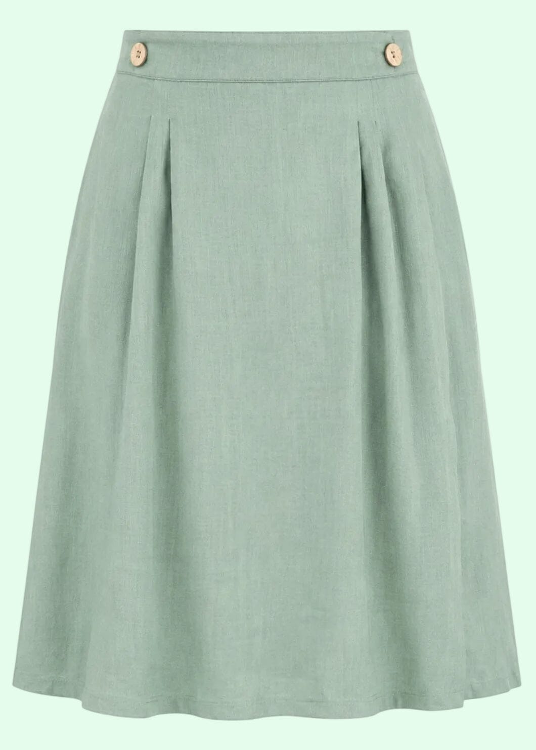 Nederdel med slåom detalje - salvie grøn aline nederdel Daisy Dapper
