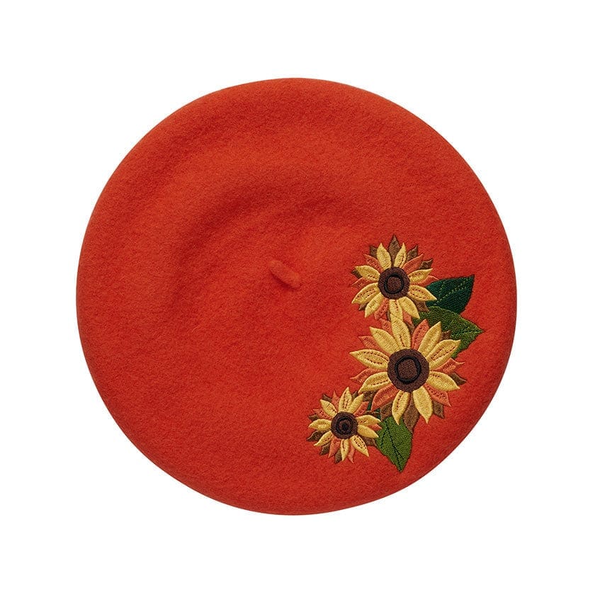 Orange baret med solsikke Accessories Erstwilder