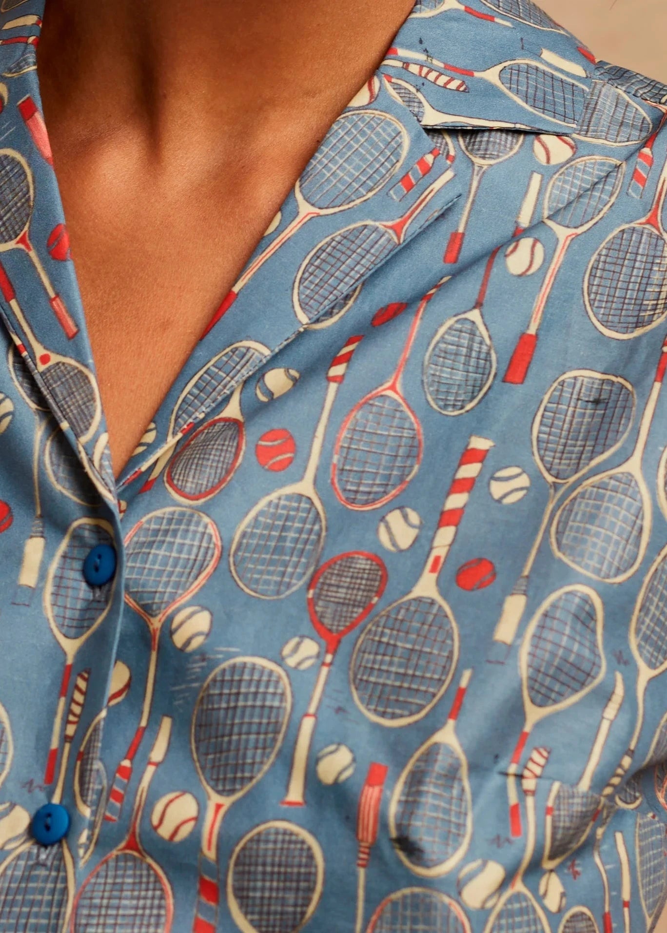 Peggy Binde Skjorte – Blue Tennis kortærmet skjorte Palava