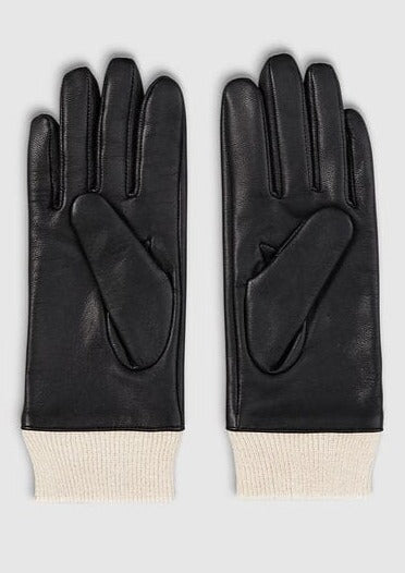 Retro handsker i sort læder med øjne Accessories Mabel Sheppard