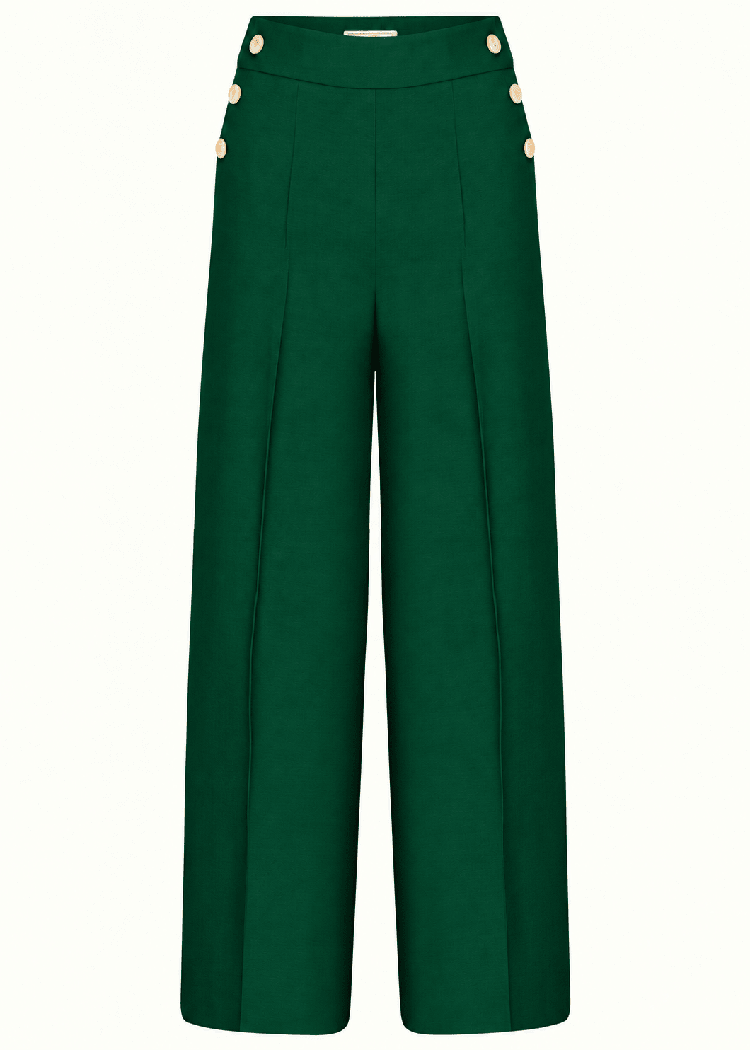 Sally højtaljede bukser med knapper - mørkegrøn bukser Daisy Dapper