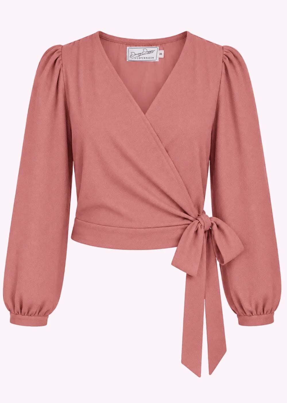 Slåom bluse med 3/4 lange ærmer - rose linen look slåom bluse Daisy Dapper