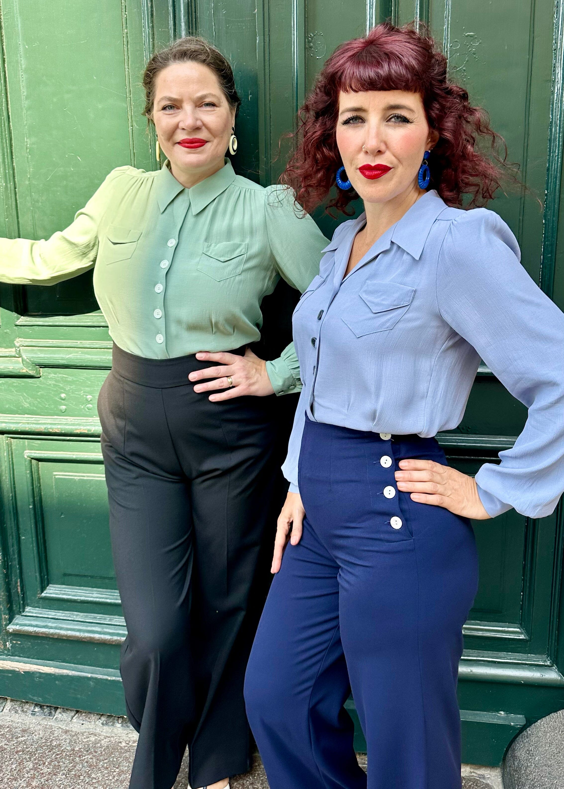 Sweetheart vintage stils skjorte i syren langærmet skjorte House of Foxy