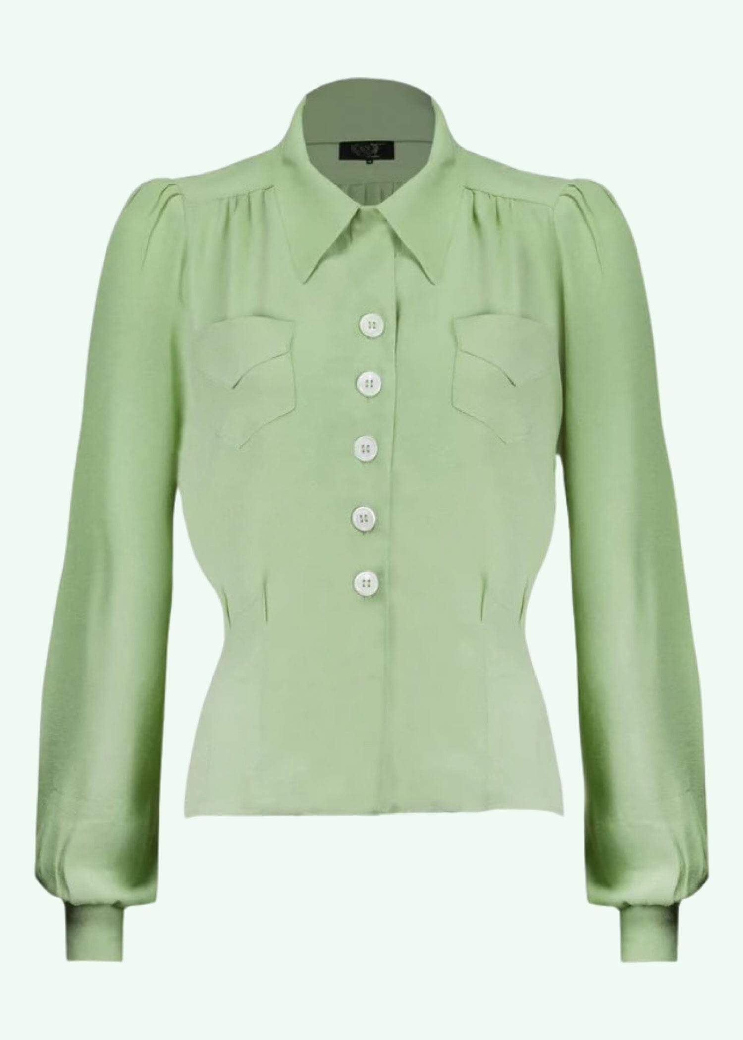 Sweetheart vintage stils skjortebluse i pistacie tøj House Of Foxy