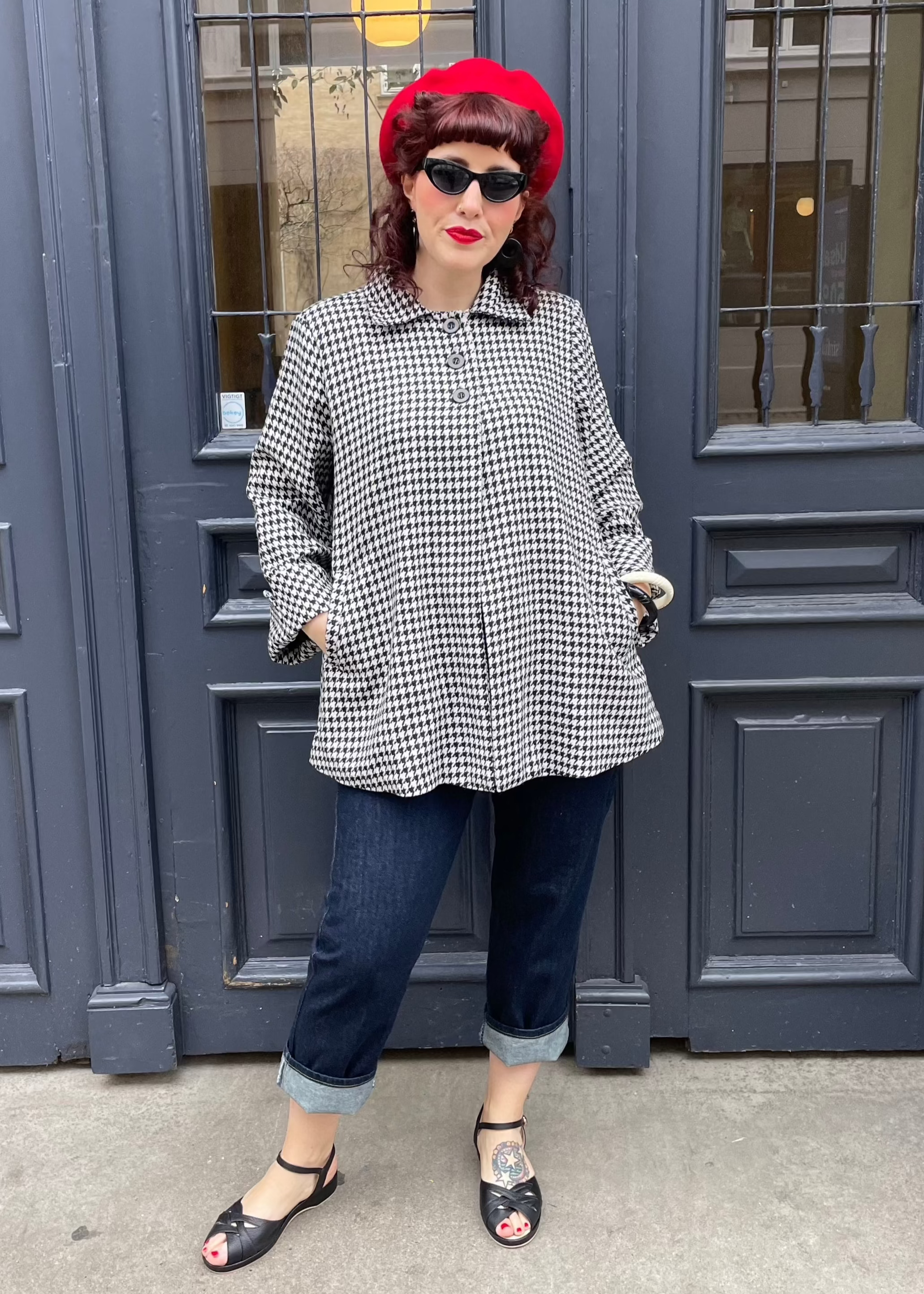 Swing jakke i pepite tern i uld Seamstress Of Bloomsbury