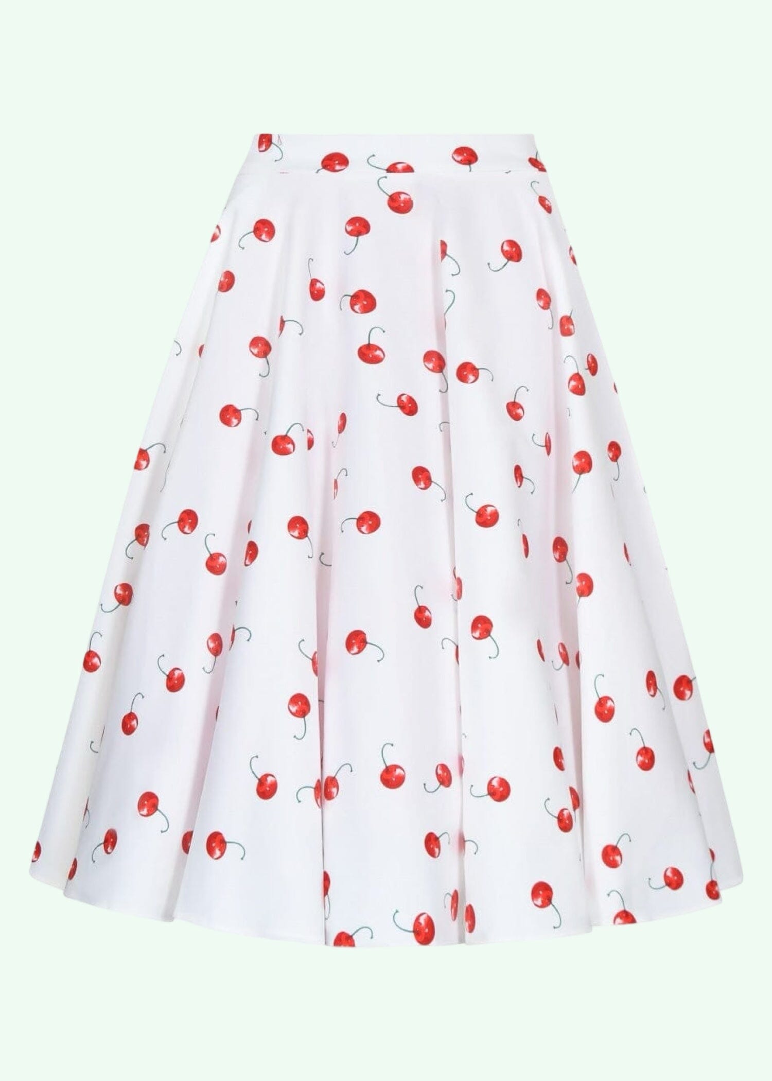 Swingnederdel i hvid med kirsebær Nederdel Pretty Dress Company