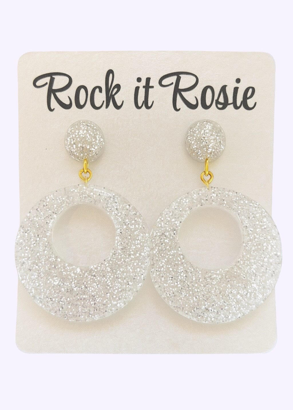 Vintage style hoop øreringe, Sølv glitter Accessories Rock It Rosie