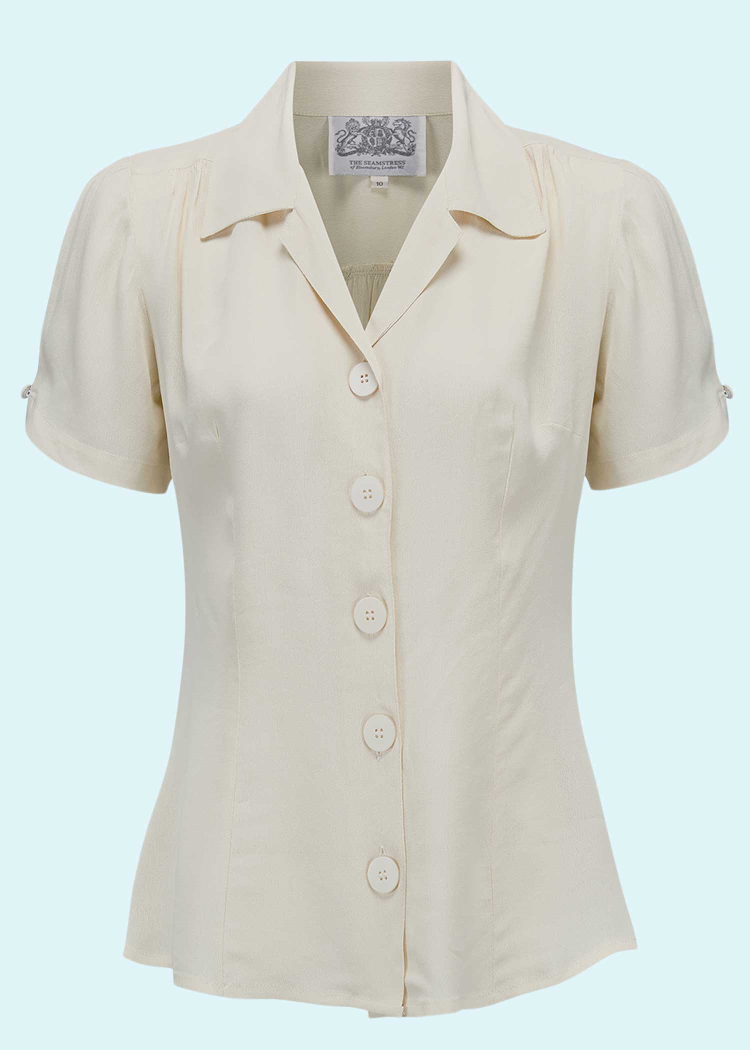 Bloomsbury: Grace kortærmet skjorte i creme Seamstress Of Bloomsbury