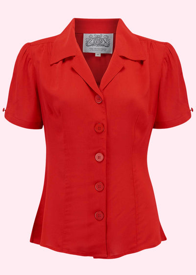 Bloomsbury: Grace kortærmet skjorte i rød Seamstress Of Bloomsbury 