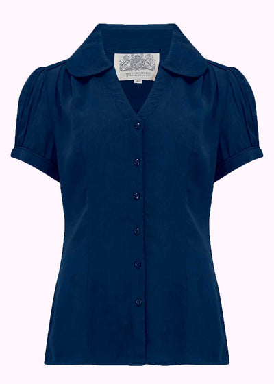 Bloomsbury: Judy skjorte i navy med V-hals toej Mondo Kaos 