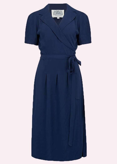 Bloomsbury: Slå om kjole i navy blå toej Mondo Kaos 