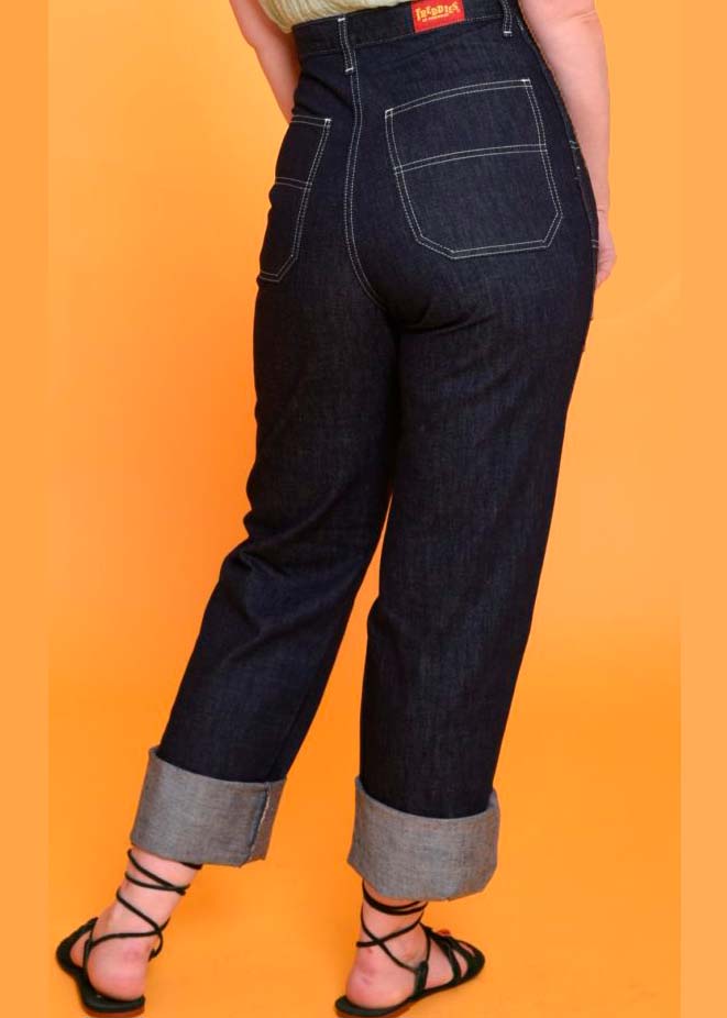 Freddies of Pinewood: 1950's button - højtaljede jeans i blå denim Freddies Of Pinewood