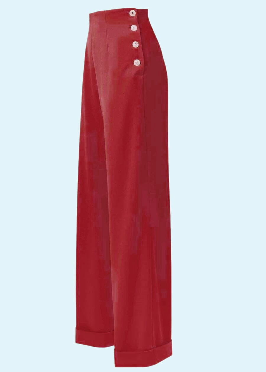 House of Foxy: Højtaljede swing bukser i rød toej House Of Foxy