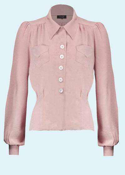 House of Foxy: Sweetheart vintage stils skjortebluse i rosa tøj Mondo Kaos 