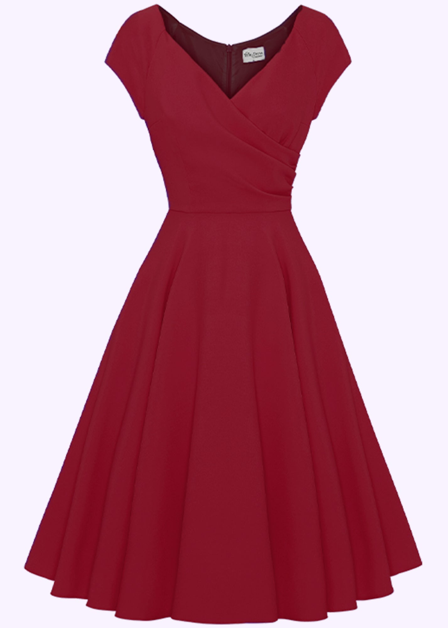 Pretty Dress Company: 1950'er Hourglass swingkjole i bordeaux (ONLINE EXCLUSIVE) toej Pretty Dress Company