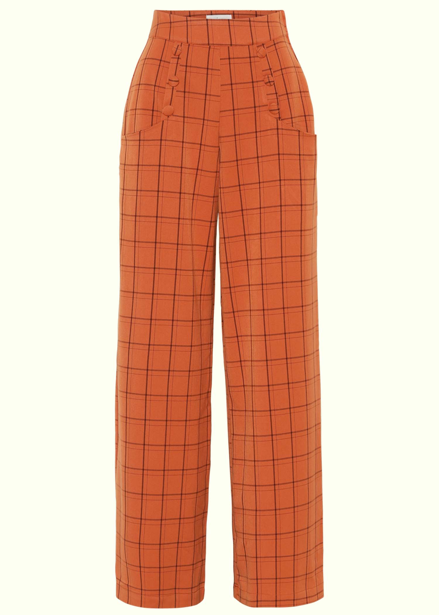 Højtaljede bukser orange tern fra Unique Vintage