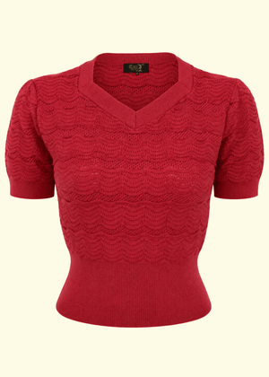 1940s Sweetheart Sweater - Chilli strik top House of Foxy 