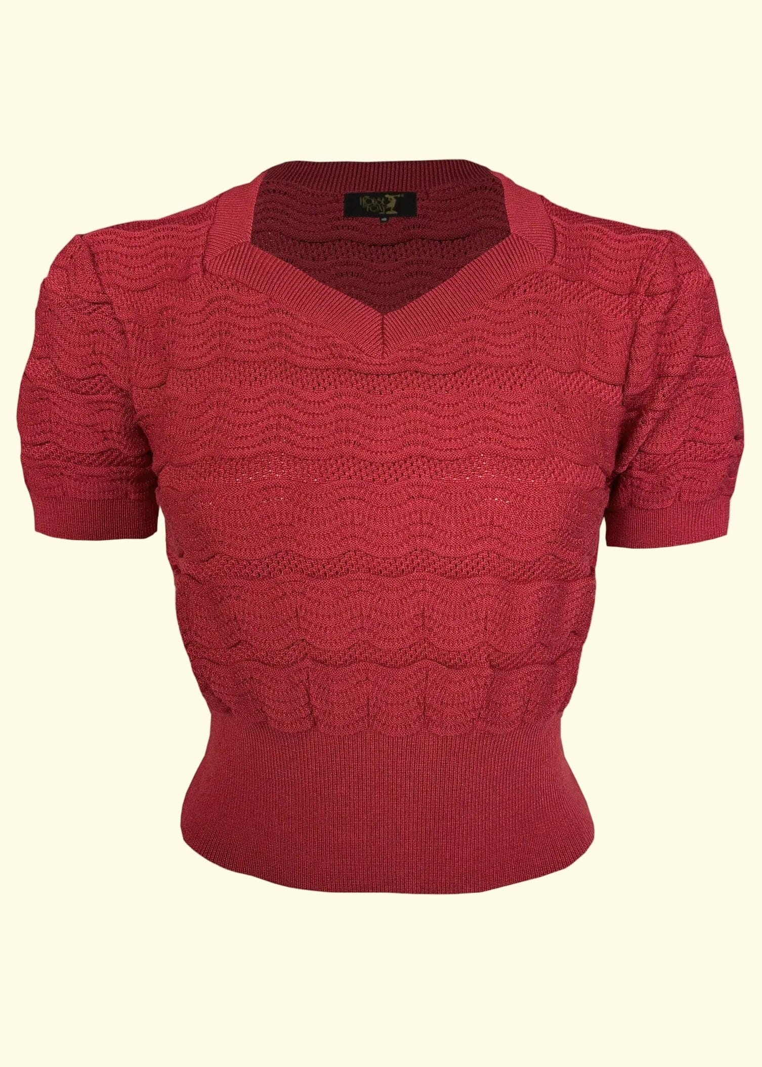 1940s Sweetheart Sweater - Chilli top House of Foxy 