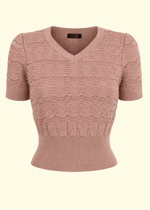 1940s Sweetheart Sweater - Sesame strik top House of Foxy 