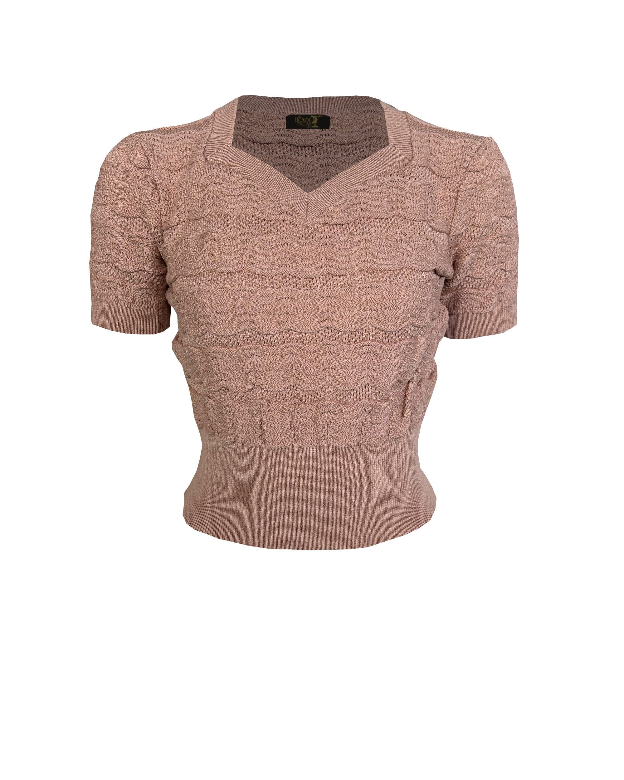 1940s Sweetheart Sweater - Sesame top House of Foxy 