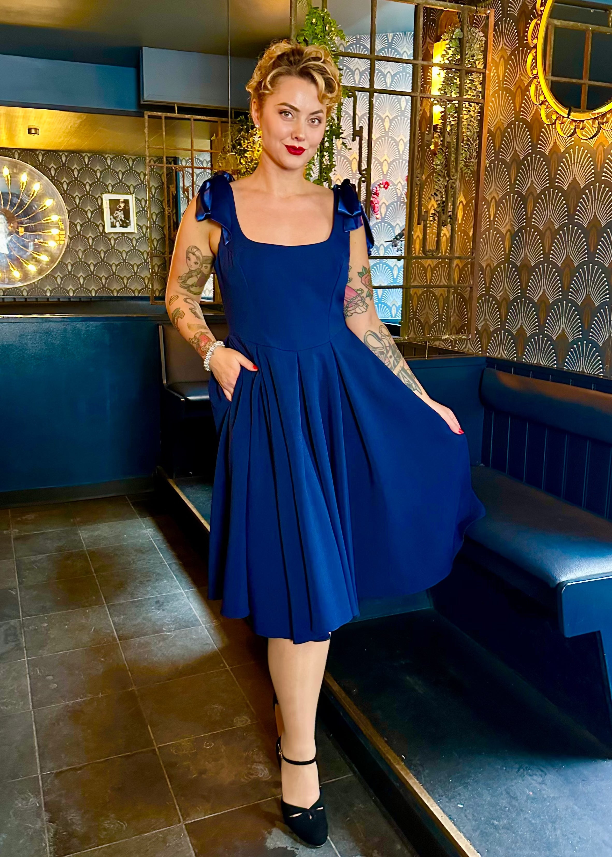 1950'er Josephine swing kjole - blå swing kjole Pretty Dress Company 