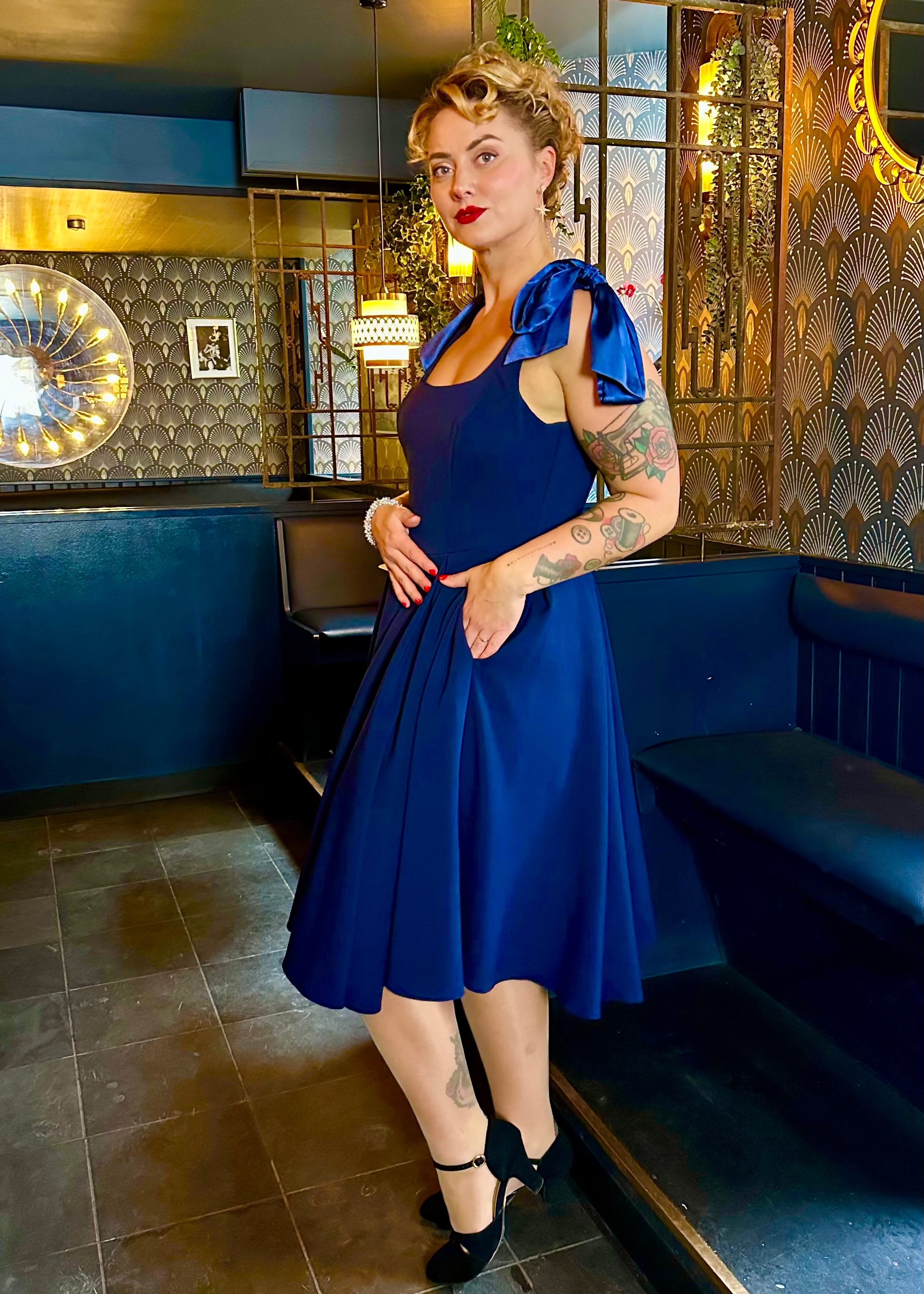 1950'er Josephine swing kjole - blå swing kjole Pretty Dress Company 