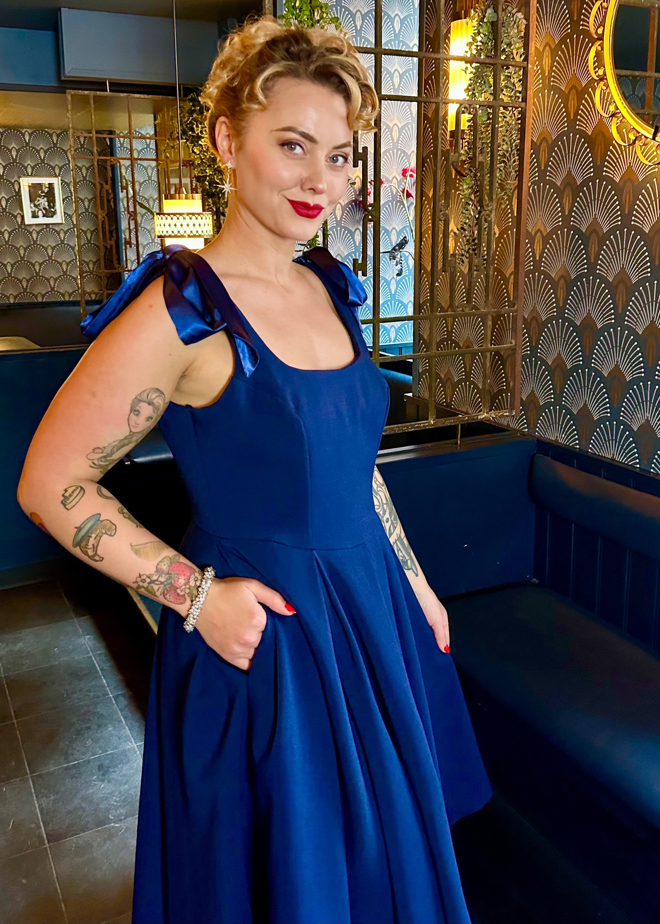 1950'er Josephine swing kjole - blå swing kjole Pretty Dress Company 