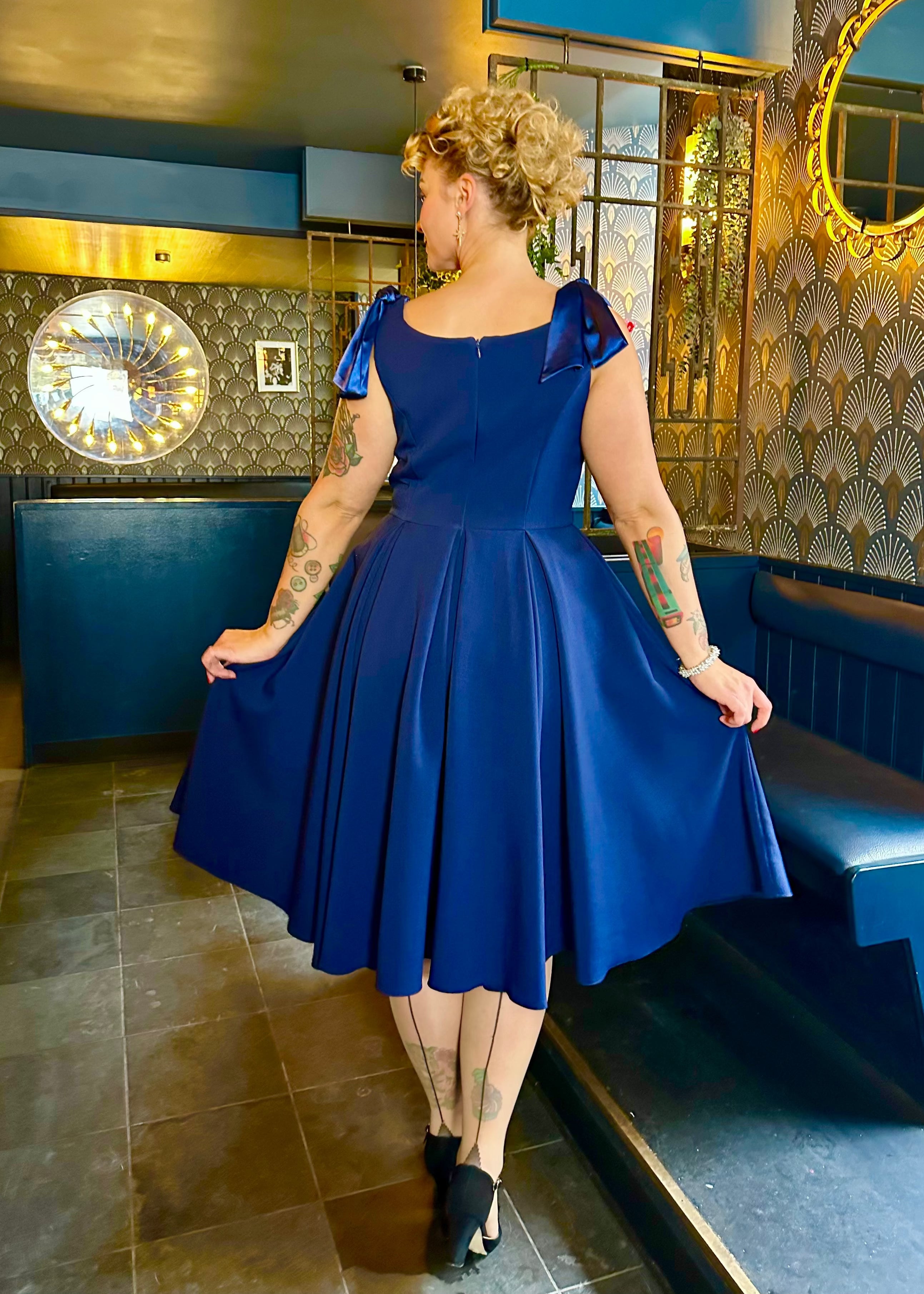 1950'er Josephine swing kjole - blå swing kjole Pretty Dress Company 