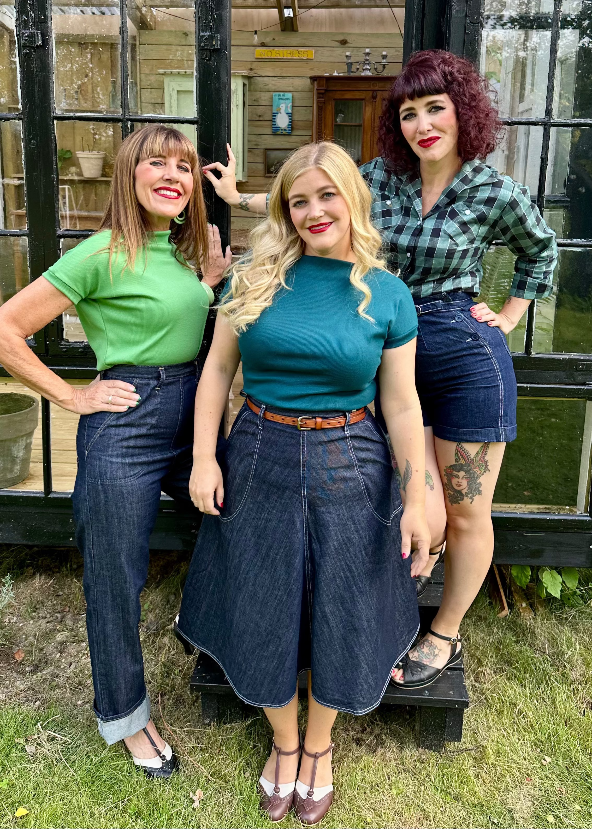 1950'er stils kortærmet top i teal jersey top Freddies Of Pinewood 