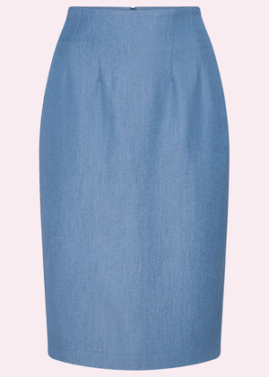 1950'er stils pencilnederdel i denimblå pencil nederdel Daisy Dapper 
