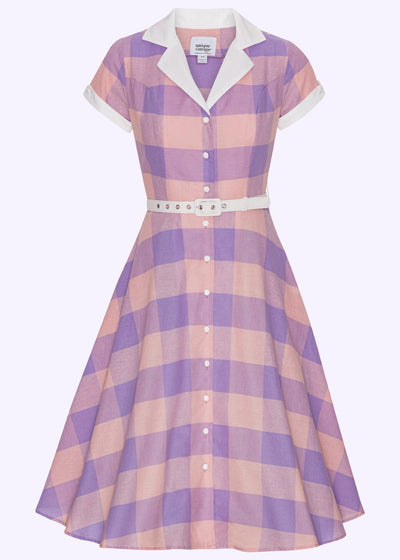 1950'er stils swingkjole i pastel gingham tern Kjoler Unique Vintage 