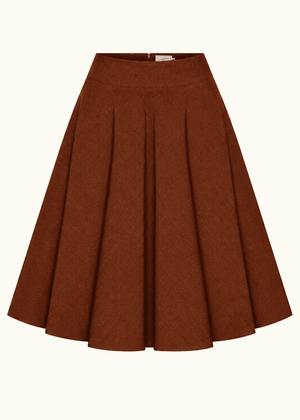 1950'er stils swingnederdel - cognac linen look swing nederdel Daisy Dapper 