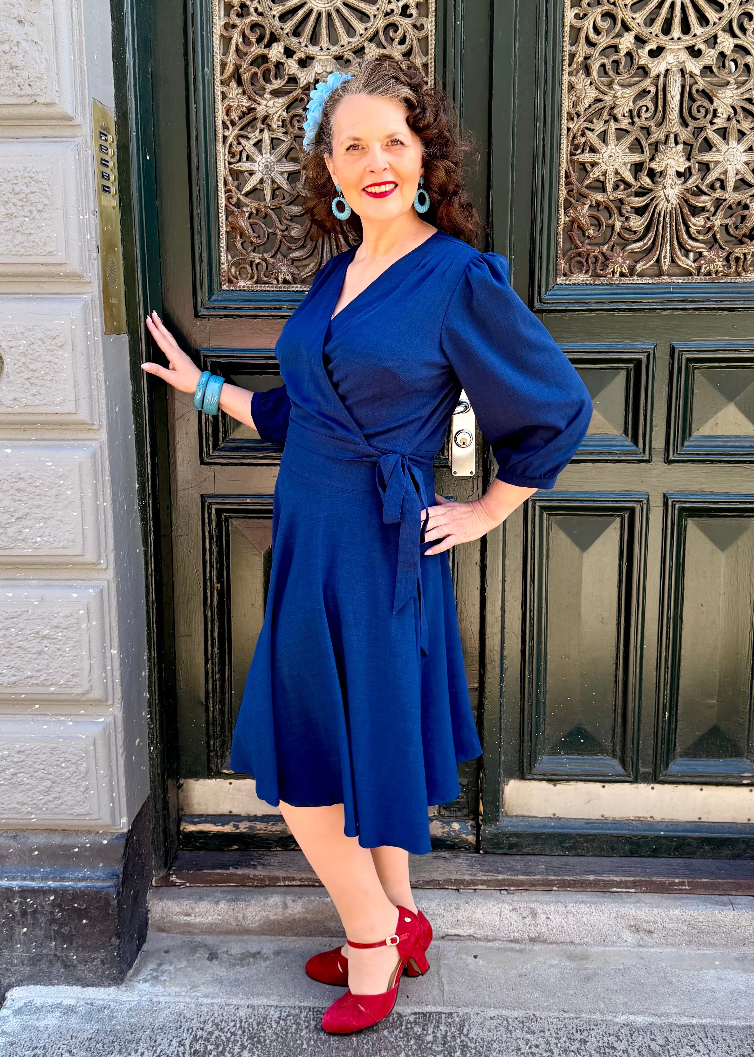 1950'er stils swingnederdel - navy linen swing nederdel Daisy Dapper 