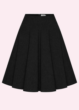 1950'er stils swingnederdel - sort linen swing nederdel Daisy Dapper 