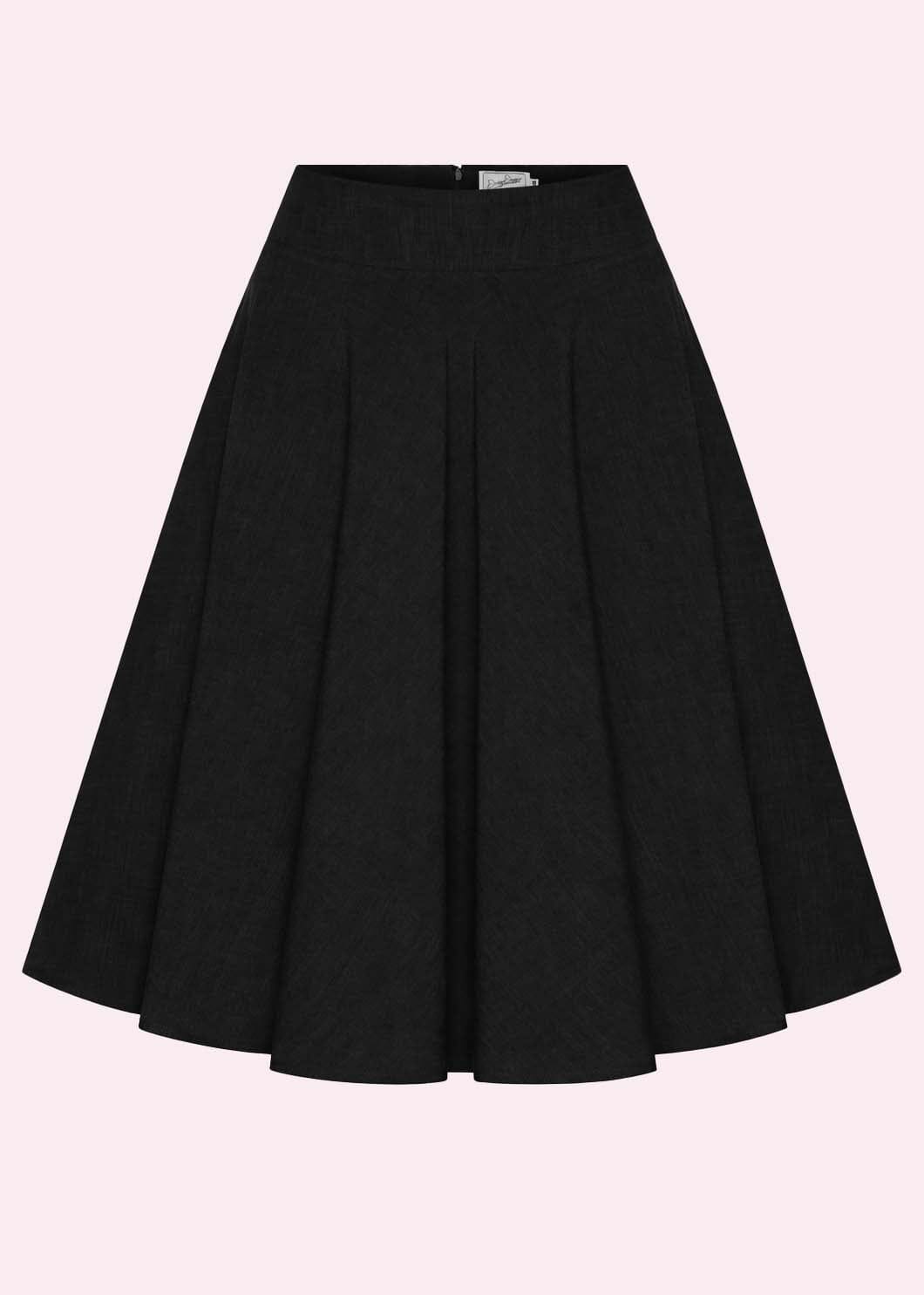 1950'er stils swingnederdel - sort linen swing nederdel Daisy Dapper 