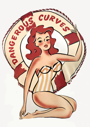 1950'er stils T-shirt "Dangerous curves' i off-white t-shirt Mischief Made 