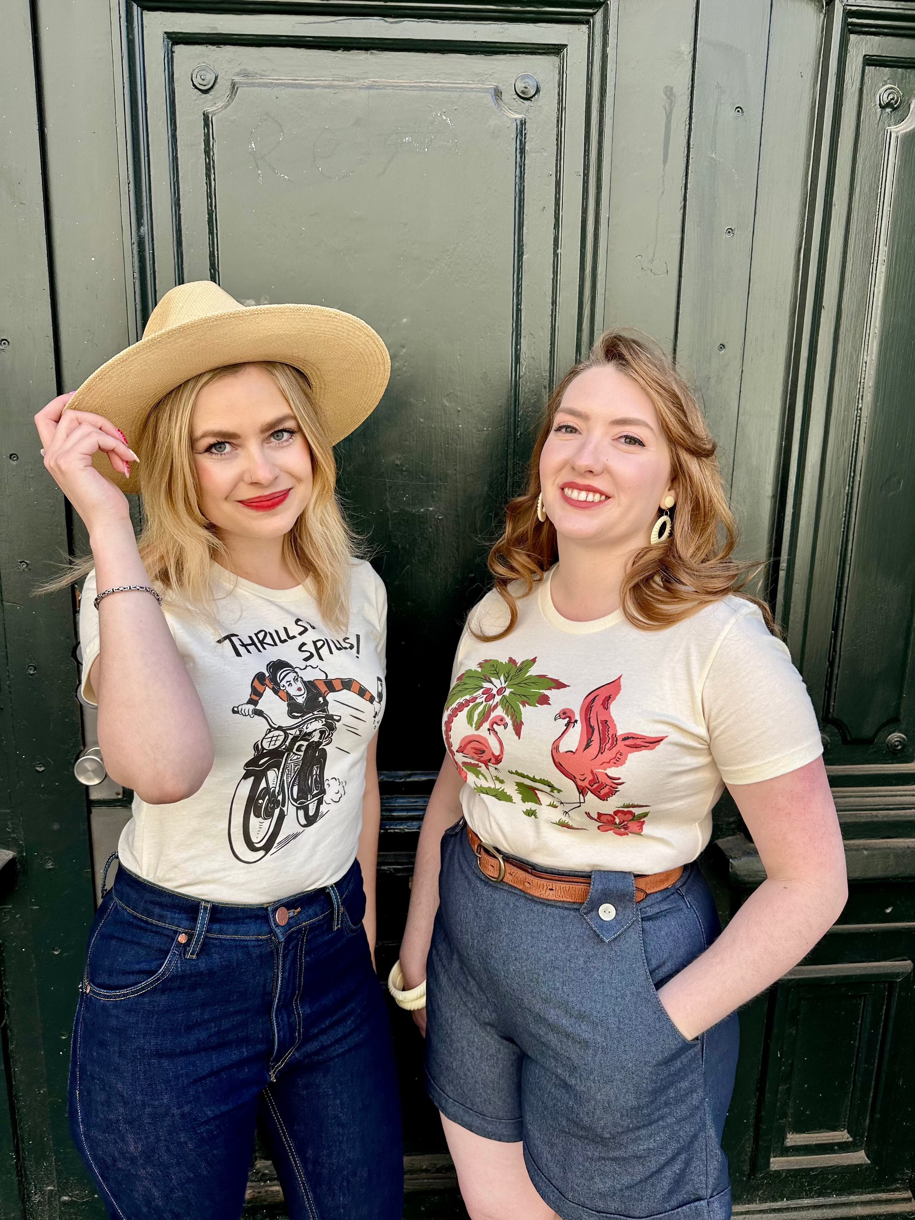 1950'er stils T-shirt "Pink Flamingo" t-shirt Mischief Made 