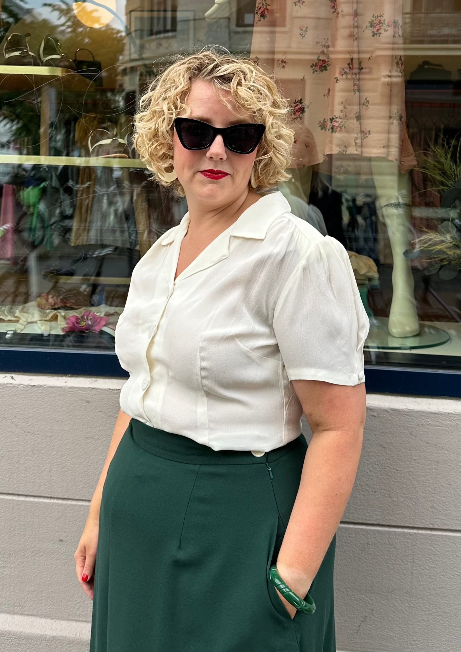 Grace kortærmet skjorte - creme