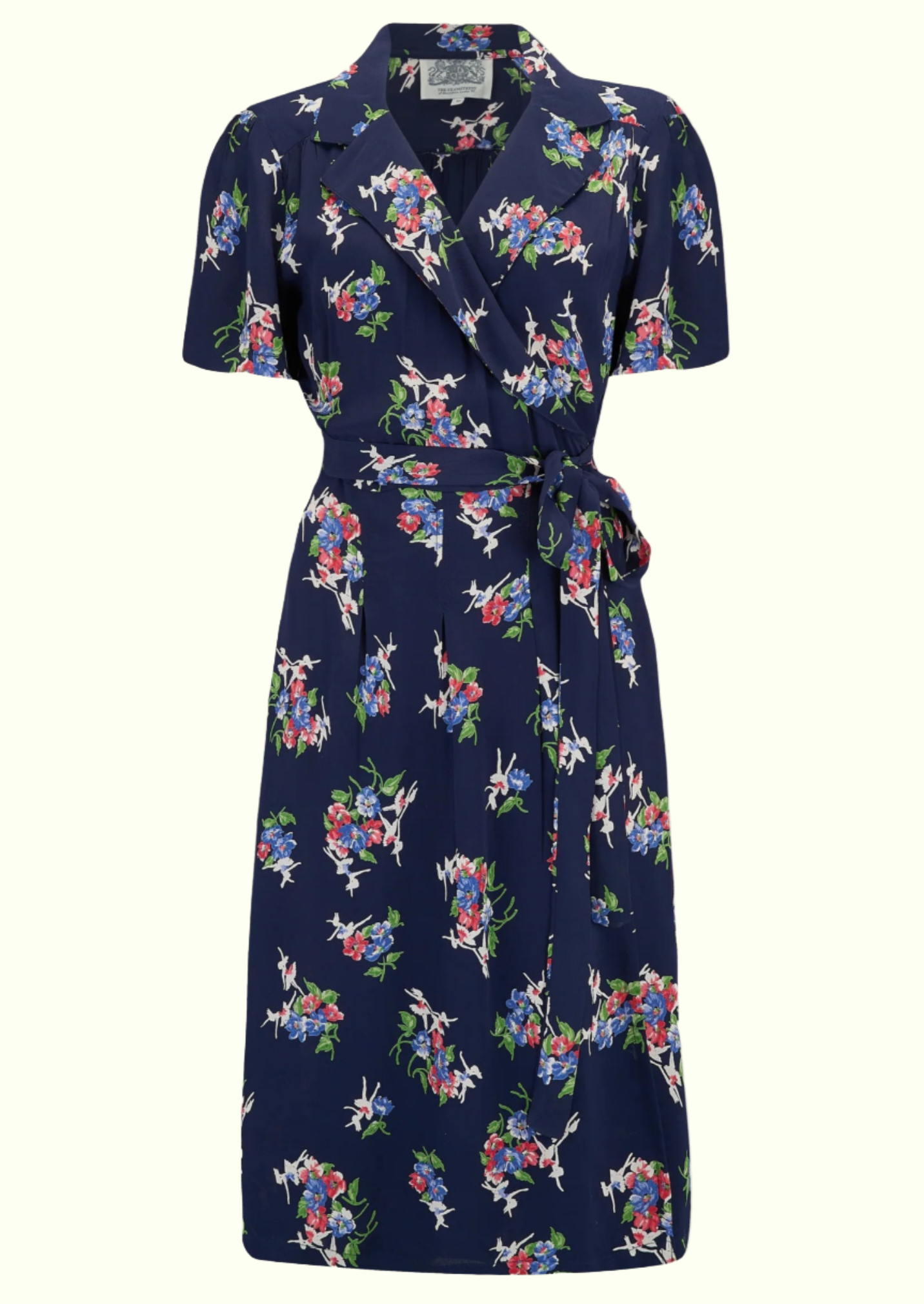 Slåom kjole i vintage stil - navy floral dancer print