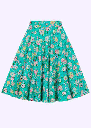 1950'er stils swingnederdel - green roses